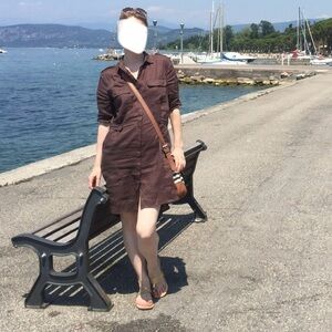 NWOT Benetton Linen Safari style khaki straight dress